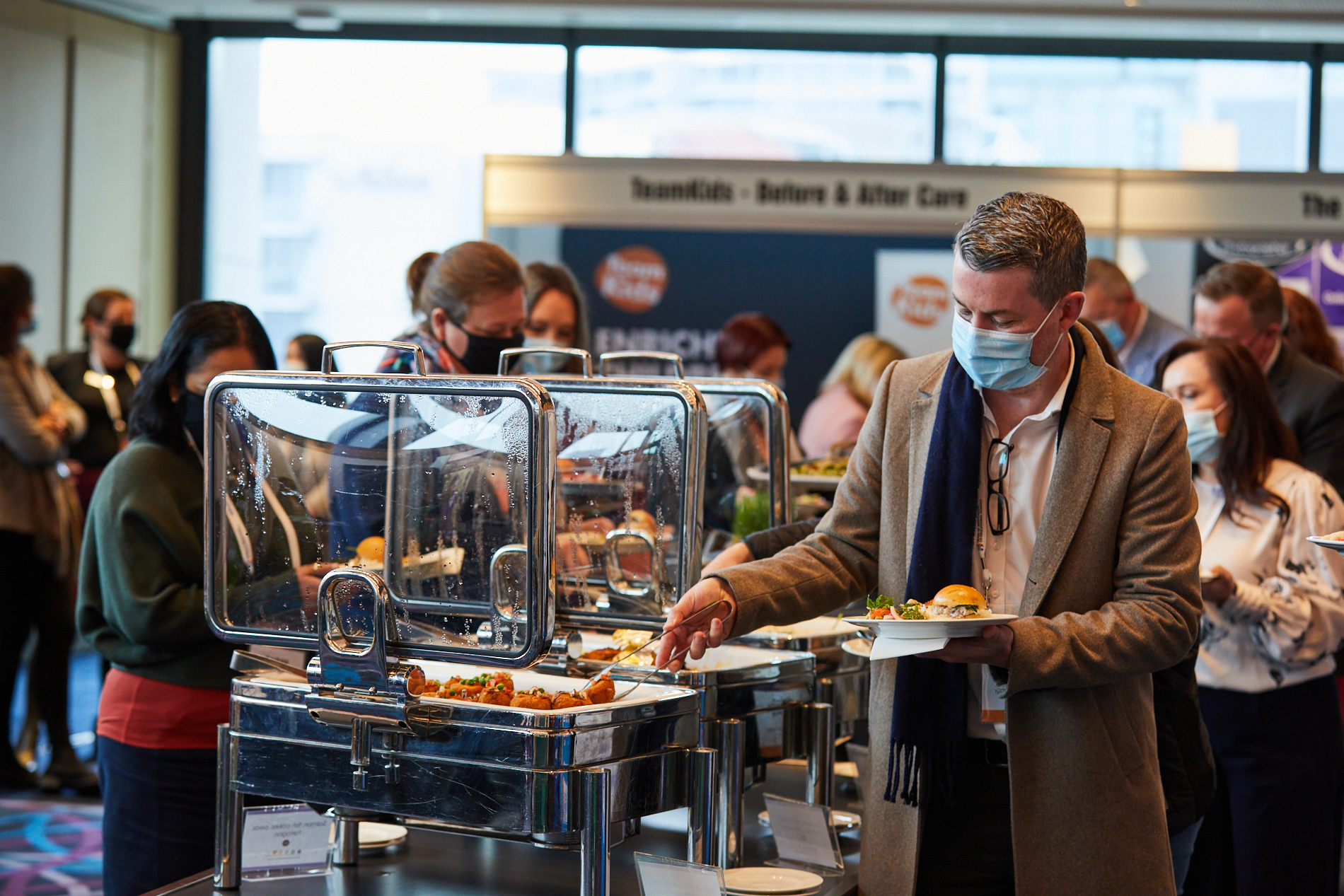 food station serving food sustainably at a conference